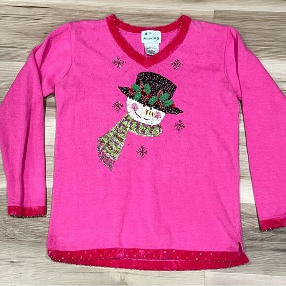 Vintage The Quacker Factory Raime Sequin Snowman Sweater Women’s Medium - Picture 1 of 7